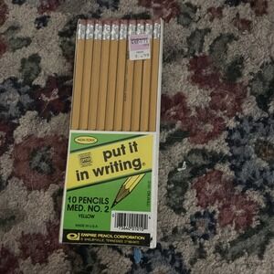 Vintage Empire Pencil Corporation Medium No. 2 Yellow Pencils Pack of 10 New‎